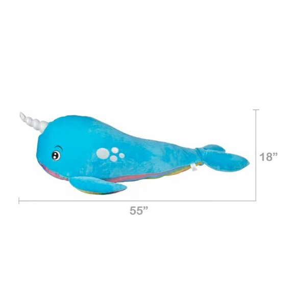Spark Create Imagine Narwhal Whale /Unicorn 50" RARE LARGE Plush Stuffed Animal - Picture 8 of 8
